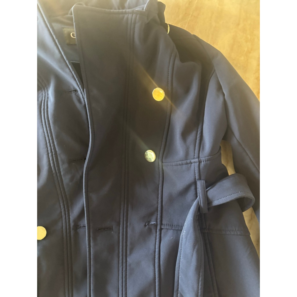 Women's GUESS Navy Trench Coat with Gold Buttons M - Picture 4 of 10